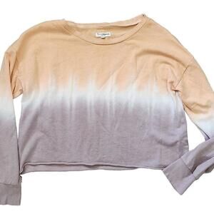 Grayson Threads Crop Sweatshirt Large Ombre Orange Purple